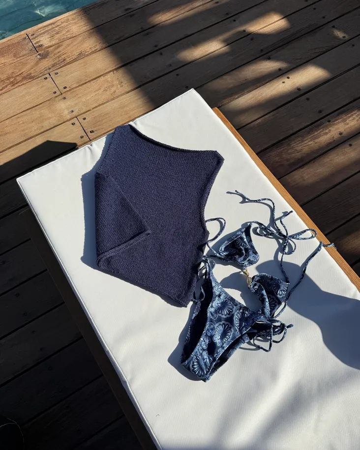 Navy Knitted Top